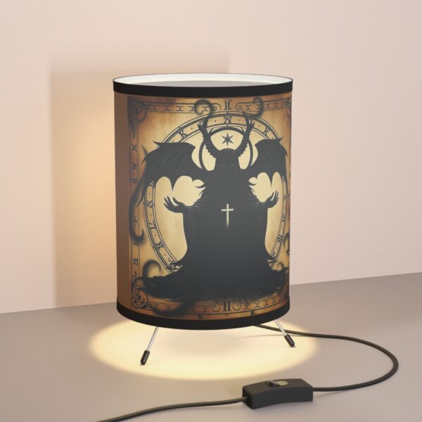 Gothic Tripod Lamp with High-Res Dragon Shade - Stylish Home Decor for Fantasy Lovers