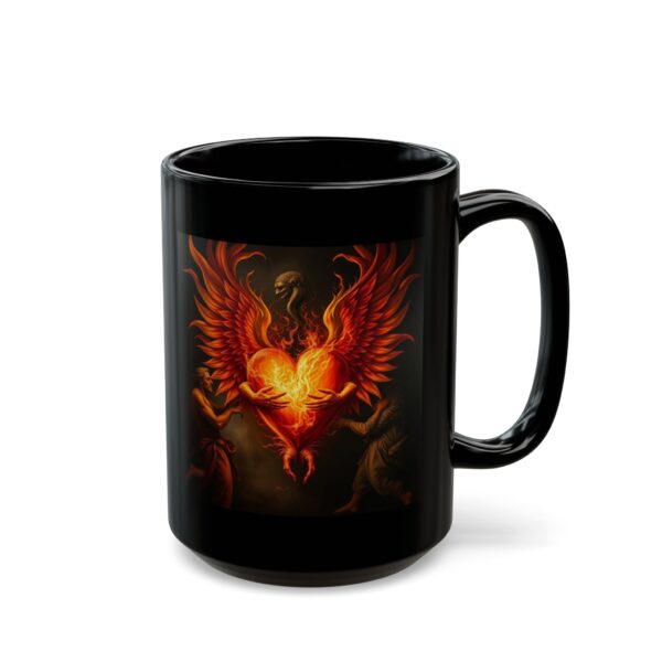 Mythical Phoenix Black Mug - 11oz & 15oz | Artistic Gift for Fantasy Lovers - Image 13