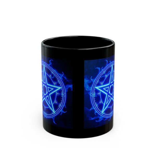 Mystical Blue Pentagram Black Mug - 11oz & 15oz - Perfect for Magic Lovers & Occult Enthusiasts - Image 3