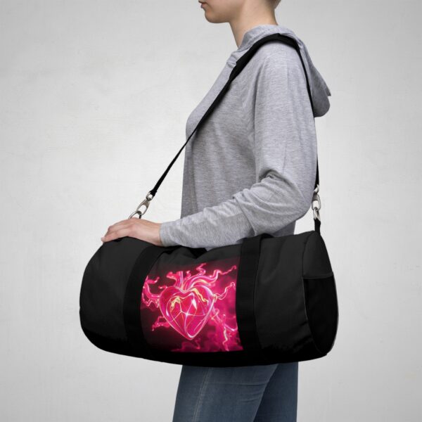 Neon Heart Design Duffel Bag - Perfect for Gym and Weekend Getaways - Image 8