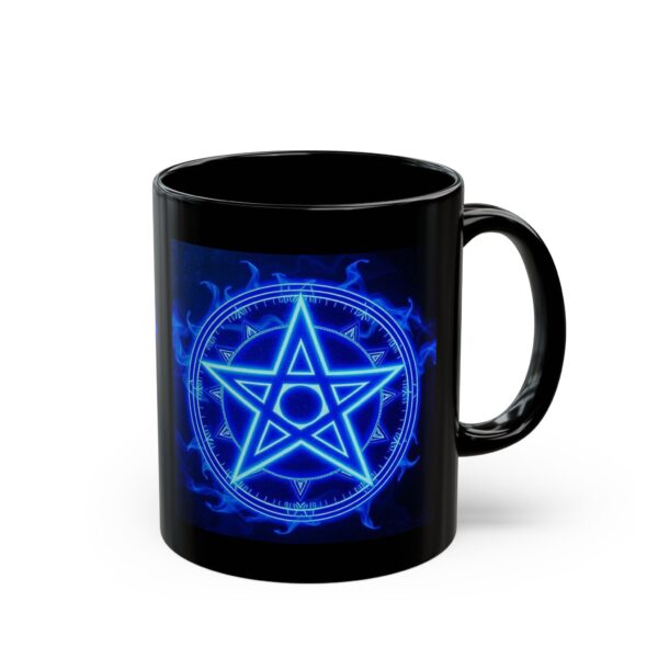 Mystical Blue Pentagram Black Mug - 11oz & 15oz - Perfect for Magic Lovers & Occult Enthusiasts - Image 2