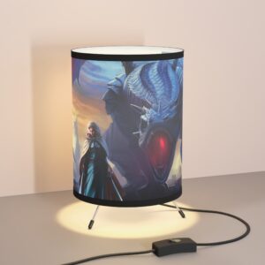 Blue Dragon and Mistress Tripod Lamp with High-Res Shade