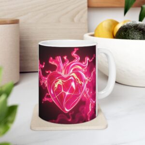 Electric Heart Ceramic Mug - 11oz & 15oz | Vibrant Coffee Cup for Love & Joy
