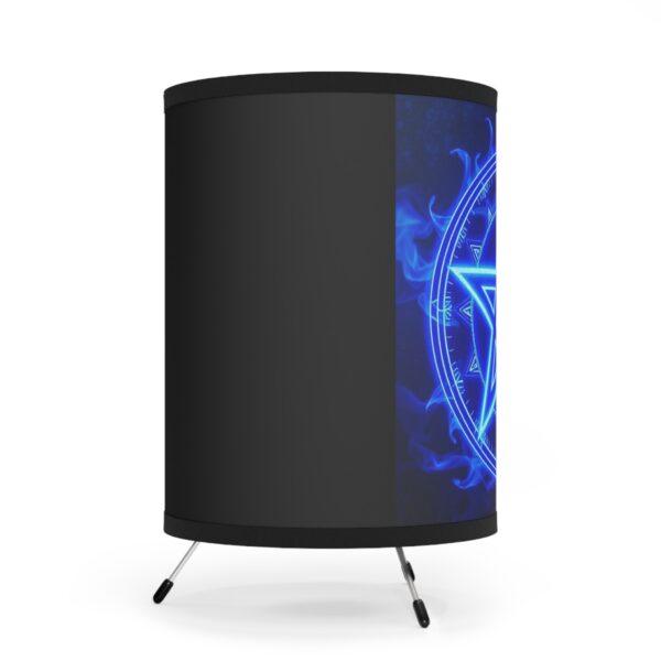 Blue Pentagram Tripod Lamp with Black Shade | Bohemian Home Decor for Witchy Vibes - Image 3