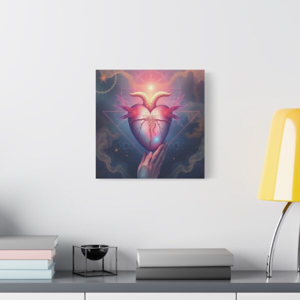 Mystical Heart Canvas Wall Art - Stretched Matte Design for Bohemian Decor - Image 3