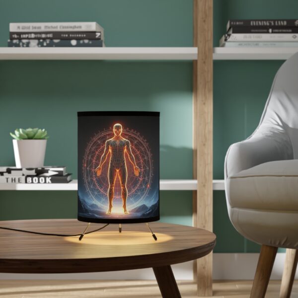 Quantum Man Tripod Lamp with High-Res Shade - Cosmic Human Design - Image 6