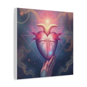 Mystical Heart Canvas Wall Art - Stretched Matte Design for Bohemian Decor
