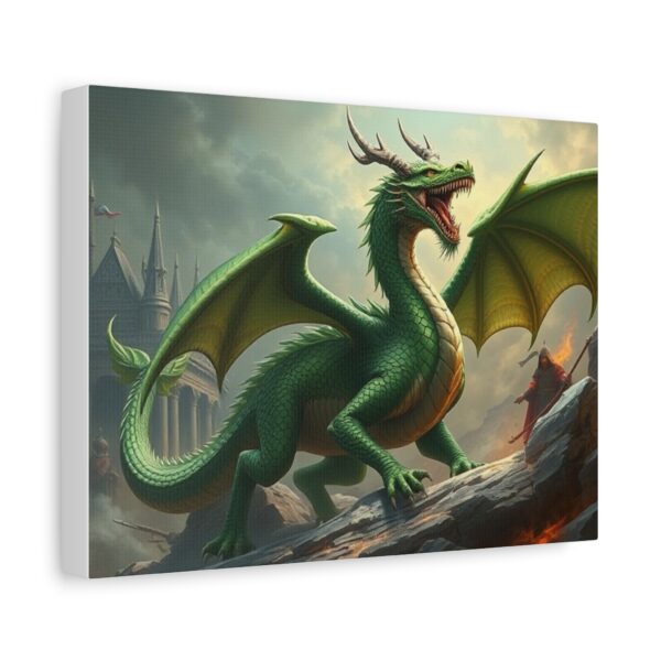 Majestic Green Dragon Canvas Art - Stretched Matte Decor for Fantasy Lovers - Image 7