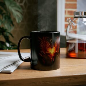 Mythical Phoenix Black Mug - 11oz & 15oz | Artistic Gift for Fantasy Lovers