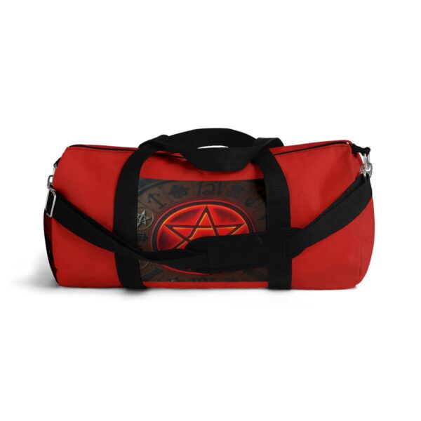 Red Graphic Duffel Bag with Hexagram Design - Stylish Gym & Travel Accessory - Image 6