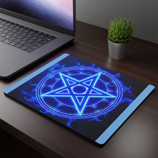 Mystical Blue Pentagram Mouse Pad - Perfect for Gamers & Occult Enthusiasts