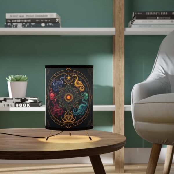 Celestial Design Mystical Tripod Lamp with High-Res Shade - Image 6