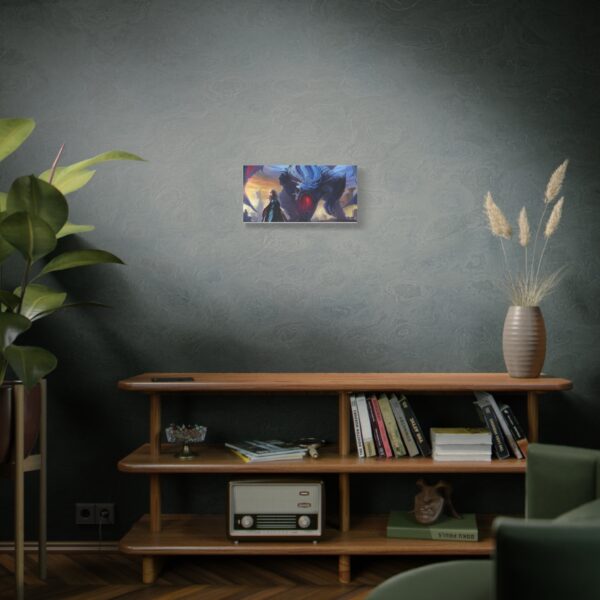 Blue Dragon and Mistress Art Canvas Print - Stretched Matte Wall Decor - Image 5