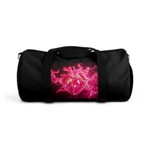 Neon Heart Design Duffel Bag - Perfect for Gym and Weekend Getaways