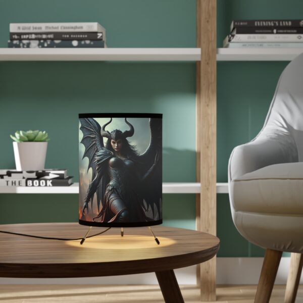Gothic Tripod Lamp with Dragon Queen Shade - High-Res Fantasy Decor - Image 6