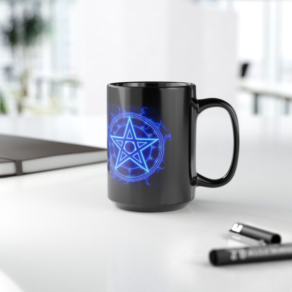 Mystical Blue Pentagram Black Mug - 11oz & 15oz - Perfect for Magic Lovers & Occult Enthusiasts - Image 14