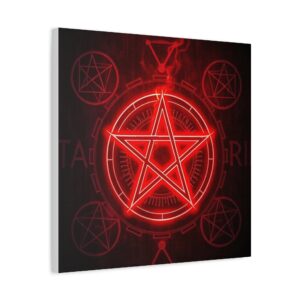 Red Pentagram Canvas Art - Mystical Home Decor