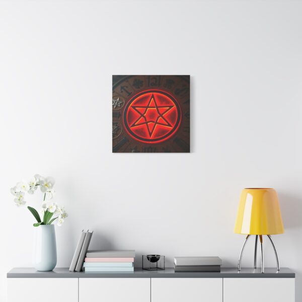 Neon Hexagram Mystical Canvas Art - 12" Stretched Wall Decor for Spiritual Vibes - Image 3