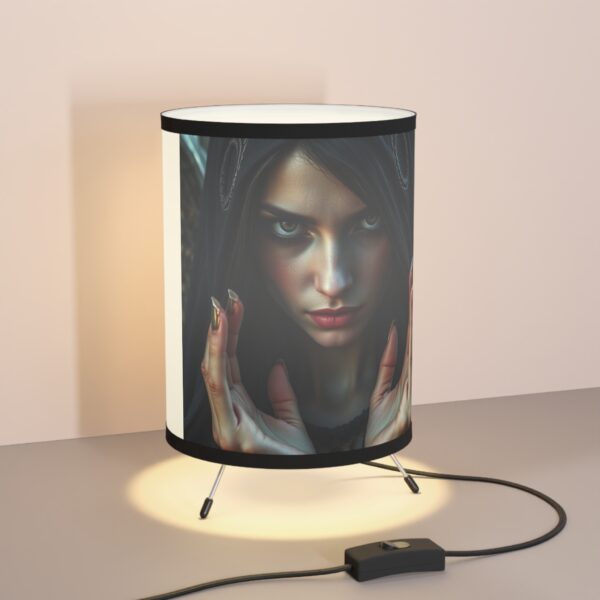 Prophetess Tripod Lamp with High-Res Shade - Unique Decor for Mysterious Ambiance