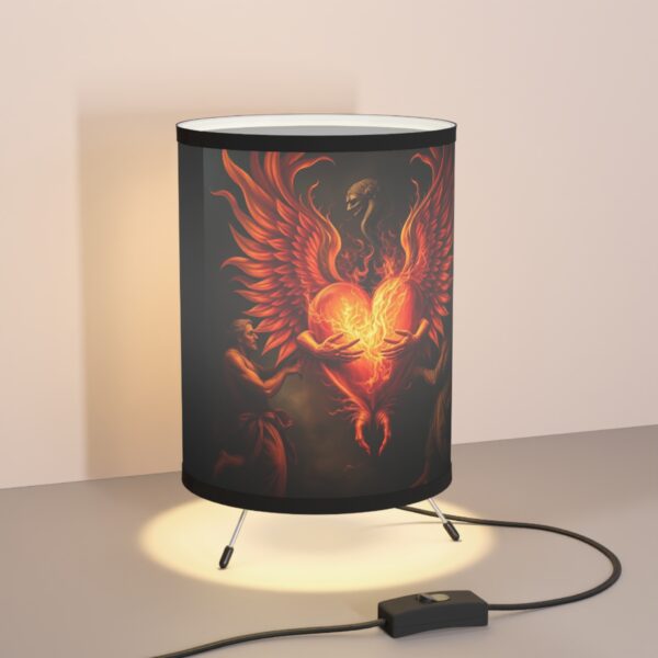 Phoenix Heart Tripod Lamp - High-Res Art Shade