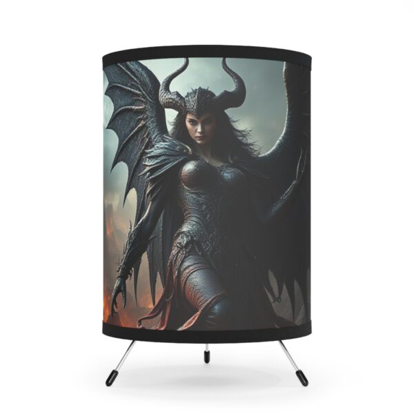Gothic Tripod Lamp with Dragon Queen Shade - High-Res Fantasy Decor - Image 2