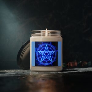 Mystical Blue Pentagram Scented Soy Candle - 9oz Vegan Wax