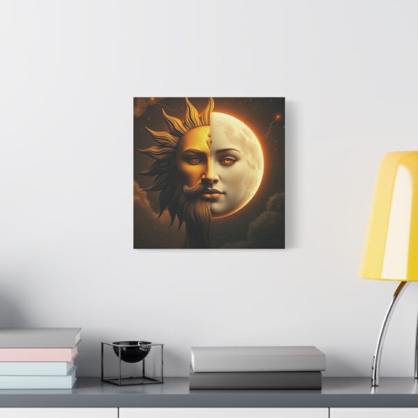 Sun and Moon Canvas Art - Mystical Stretched Matte Wall Decor - Image 3