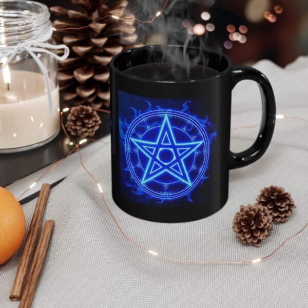 Mystical Blue Pentagram Black Mug - 11oz & 15oz - Perfect for Magic Lovers & Occult Enthusiasts