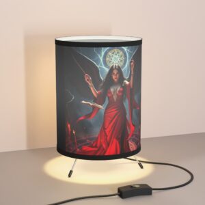 Gothic Tripod Lamp with High-Res Printed Shade - Witchcraft Decor