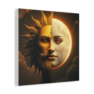 Sun and Moon Canvas Art - Mystical Stretched Matte Wall Decor