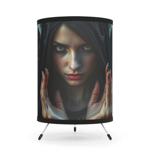 Prophetess Tripod Lamp with High-Res Shade - Unique Decor for Mysterious Ambiance - Image 2