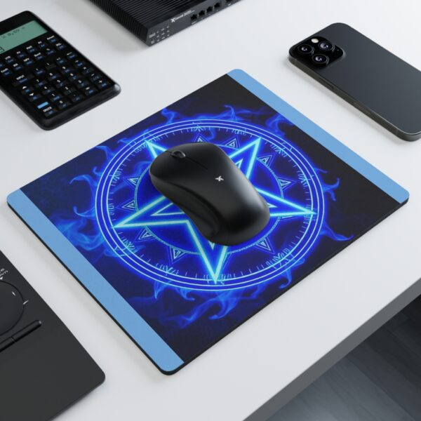 Mystical Blue Pentagram Mouse Pad - Perfect for Gamers & Occult Enthusiasts - Image 3