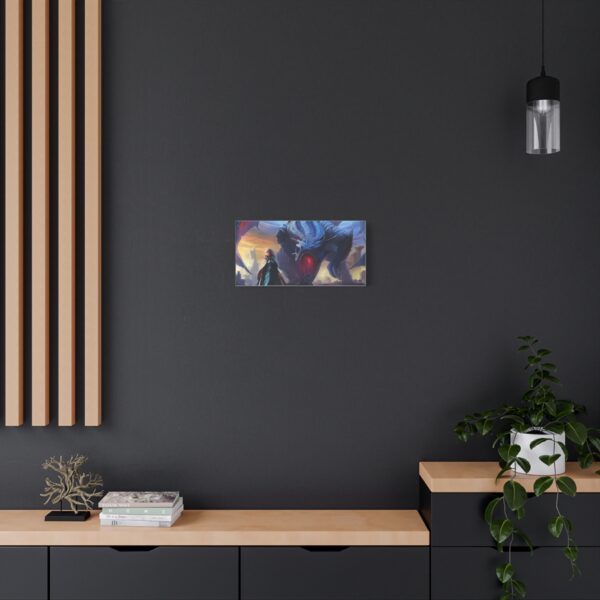 Blue Dragon and Mistress Art Canvas Print - Stretched Matte Wall Decor - Image 4