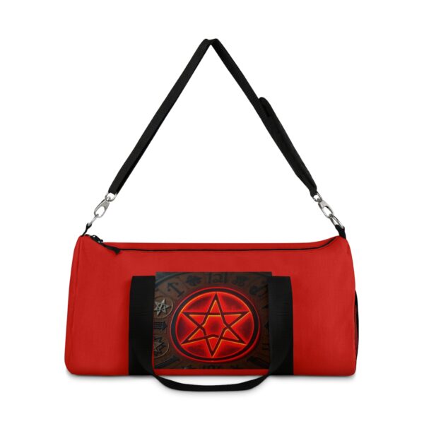 Red Graphic Duffel Bag with Hexagram Design - Stylish Gym & Travel Accessory - Image 3