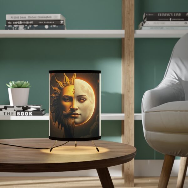 Sun and Moon Tripod Lamp - High-Res Printed Shade - Image 6