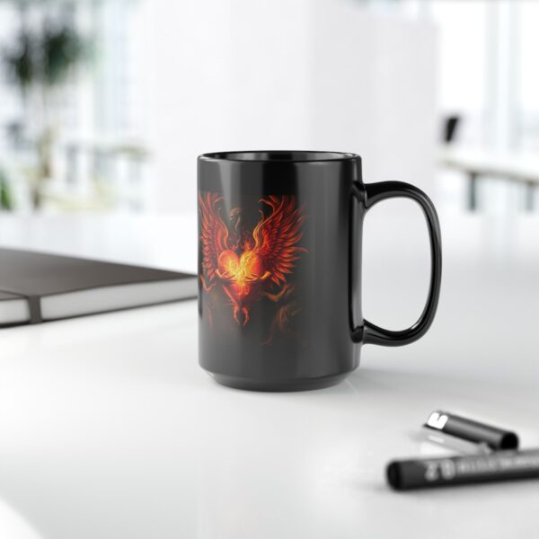 Mythical Phoenix Black Mug - 11oz & 15oz | Artistic Gift for Fantasy Lovers - Image 14