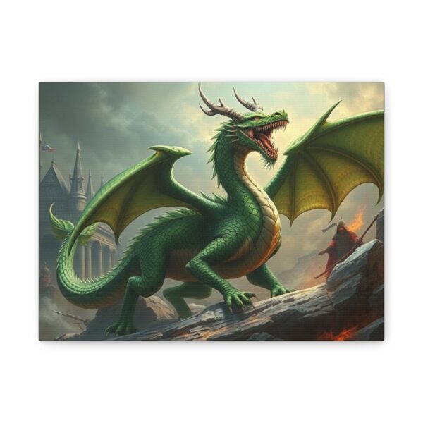 Majestic Green Dragon Canvas Art - Stretched Matte Decor for Fantasy Lovers - Image 6