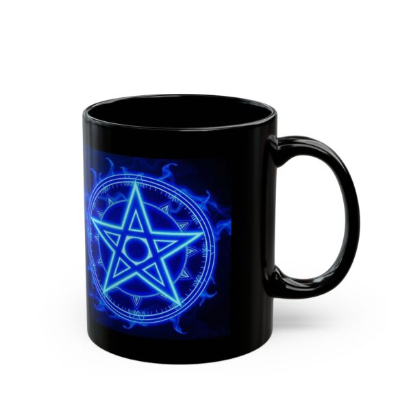 Mystical Blue Pentagram Black Mug - 11oz & 15oz - Perfect for Magic Lovers & Occult Enthusiasts - Image 4
