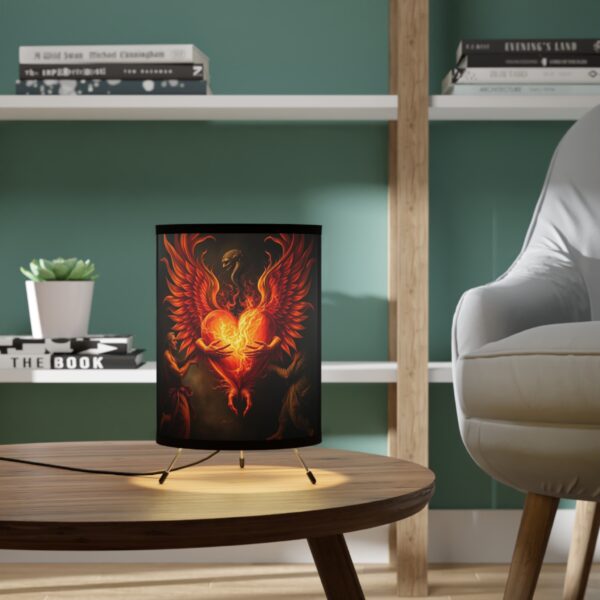 Phoenix Heart Tripod Lamp - High-Res Art Shade - Image 6