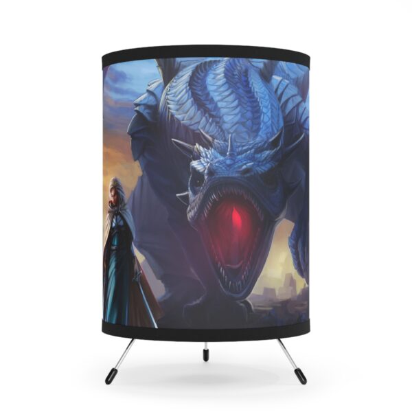 Blue Dragon and Mistress Tripod Lamp with High-Res Shade - Image 2