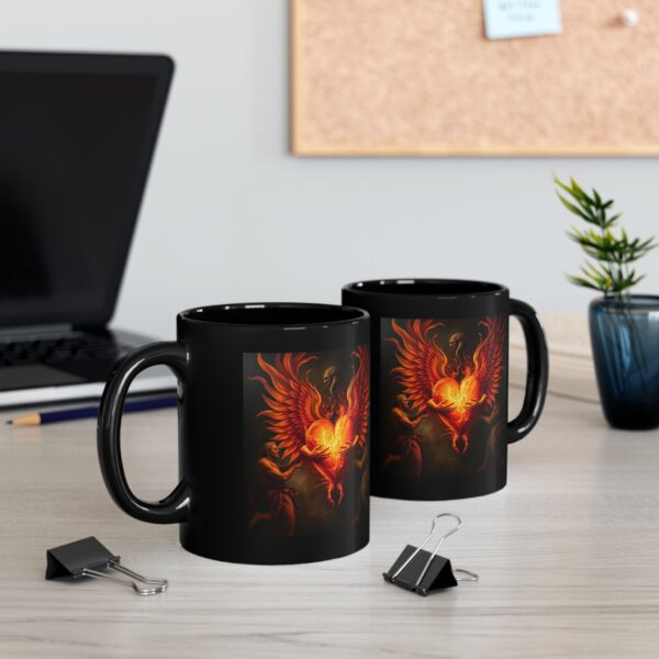 Mythical Phoenix Black Mug - 11oz & 15oz | Artistic Gift for Fantasy Lovers - Image 8
