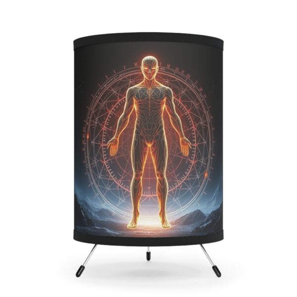 Quantum Man Tripod Lamp with High-Res Shade - Cosmic Human Design - Image 2