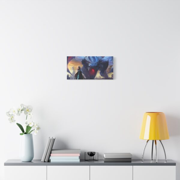 Blue Dragon and Mistress Art Canvas Print - Stretched Matte Wall Decor - Image 3