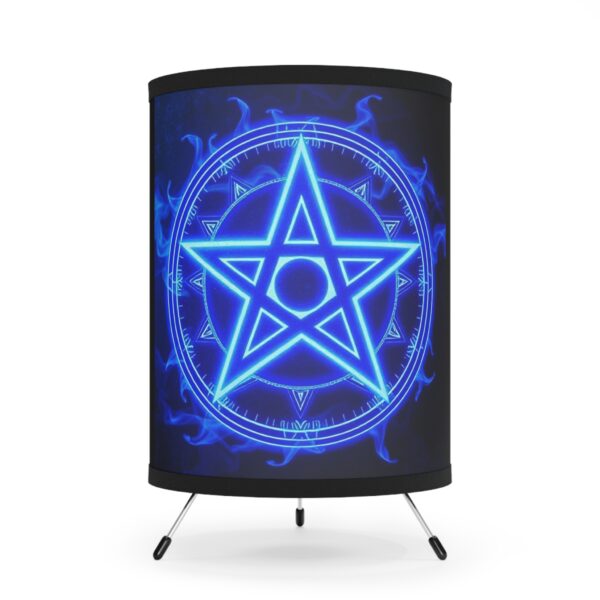 Blue Pentagram Tripod Lamp with Black Shade | Bohemian Home Decor for Witchy Vibes - Image 2