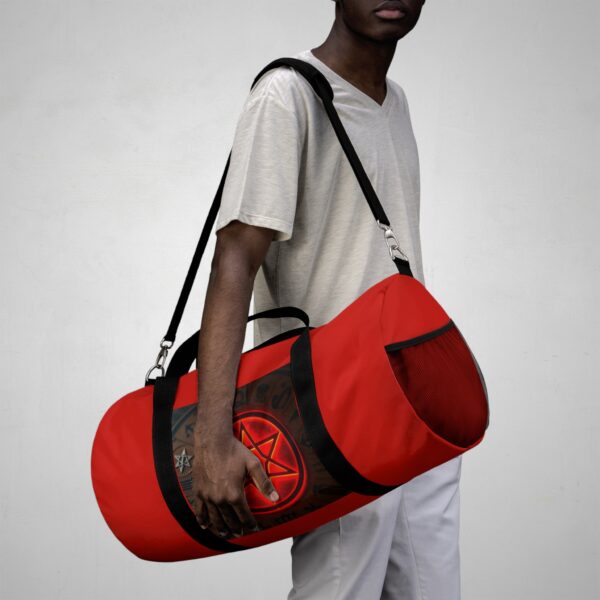 Red Graphic Duffel Bag with Hexagram Design - Stylish Gym & Travel Accessory - Image 16