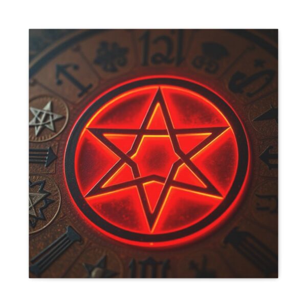 Neon Hexagram Mystical Canvas Art - 12" Stretched Wall Decor for Spiritual Vibes - Image 2