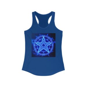 Women's Mystic Pentagram Racerback Tank Top - Bohemian Style for Rituals and Summer Vibes