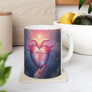 Mystical Heart Ceramic Mug - 11oz & 15oz, Perfect for Spiritual Lovers