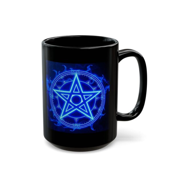 Mystical Blue Pentagram Black Mug - 11oz & 15oz - Perfect for Magic Lovers & Occult Enthusiasts - Image 13