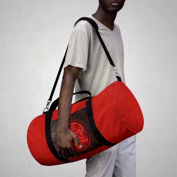Red Graphic Duffel Bag with Hexagram Design - Stylish Gym & Travel Accessory - Image 15
